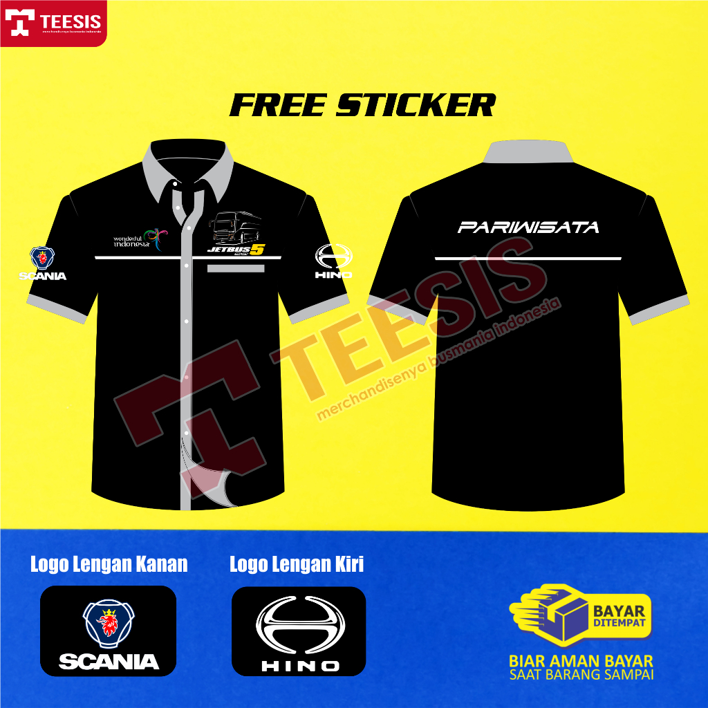 Kemeja Baju Bus Bis Mania Bismania Scania Jetbus 5 SHD Pariwisata Adiputro