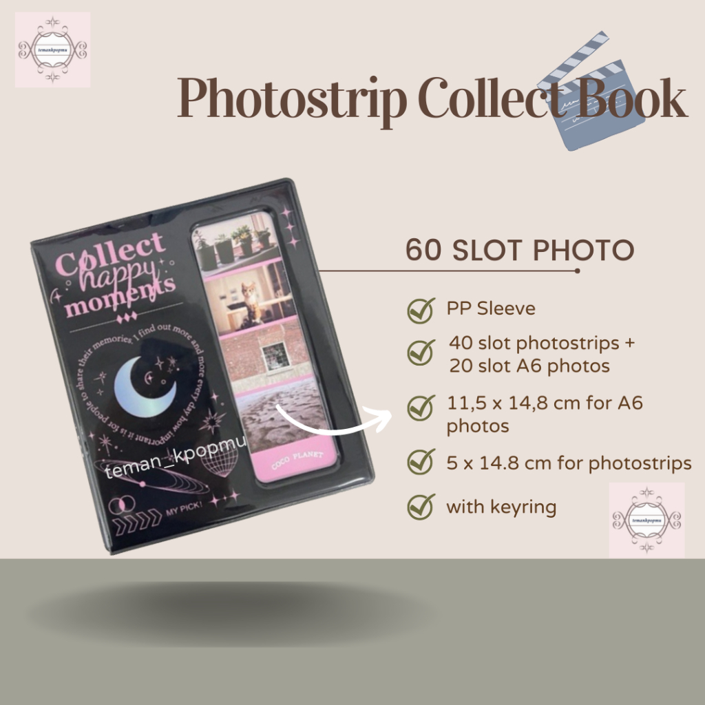 Coco Planet Album Photostrip Collect Book 2P Black Kolbuk Photo strip isi 40 Slot Photo Collbook Kpo