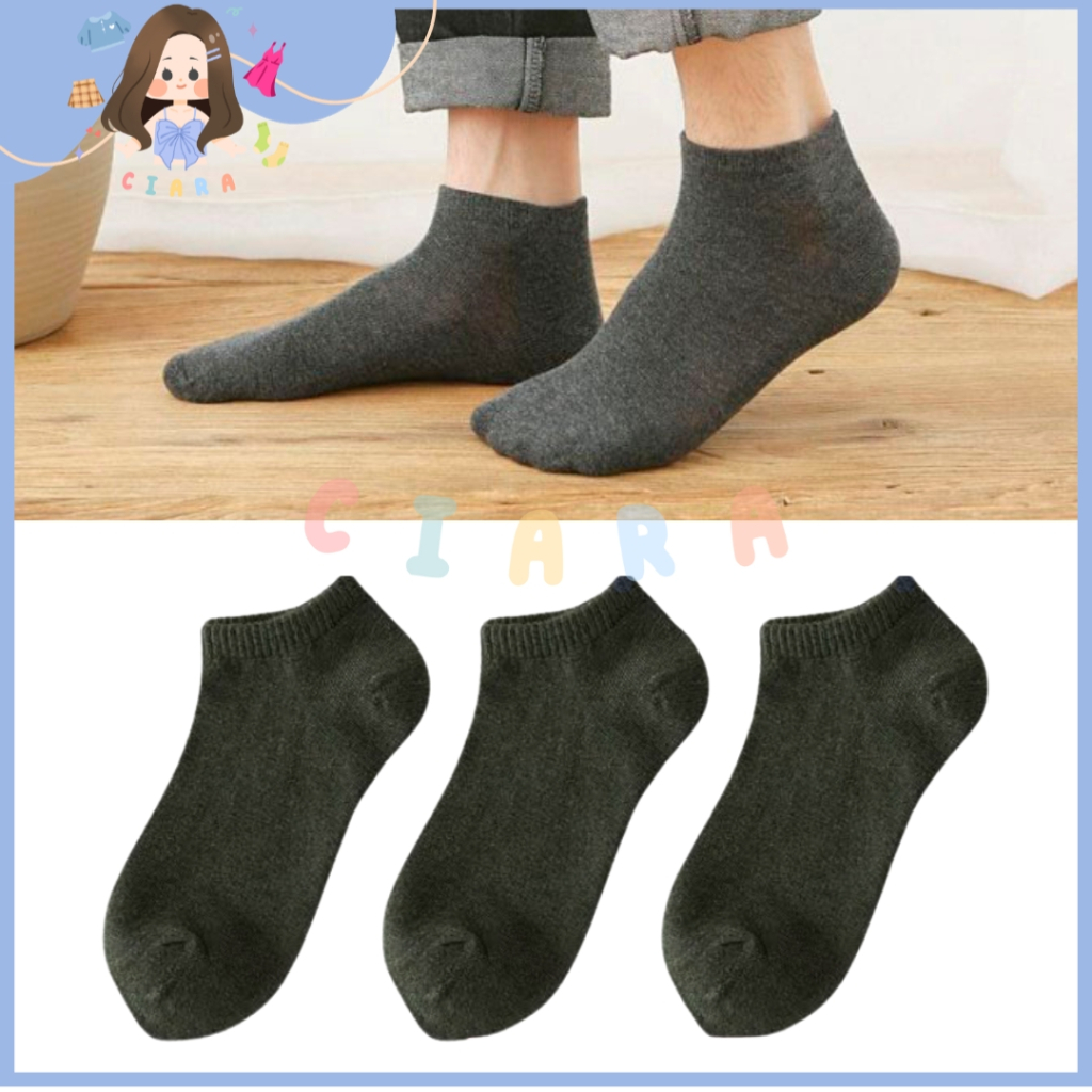 CIARA - Kaos Kaki Polos Pendek - Kaos Kaki Mata Kaki - Kaos Kaki Abu Tua Pendek