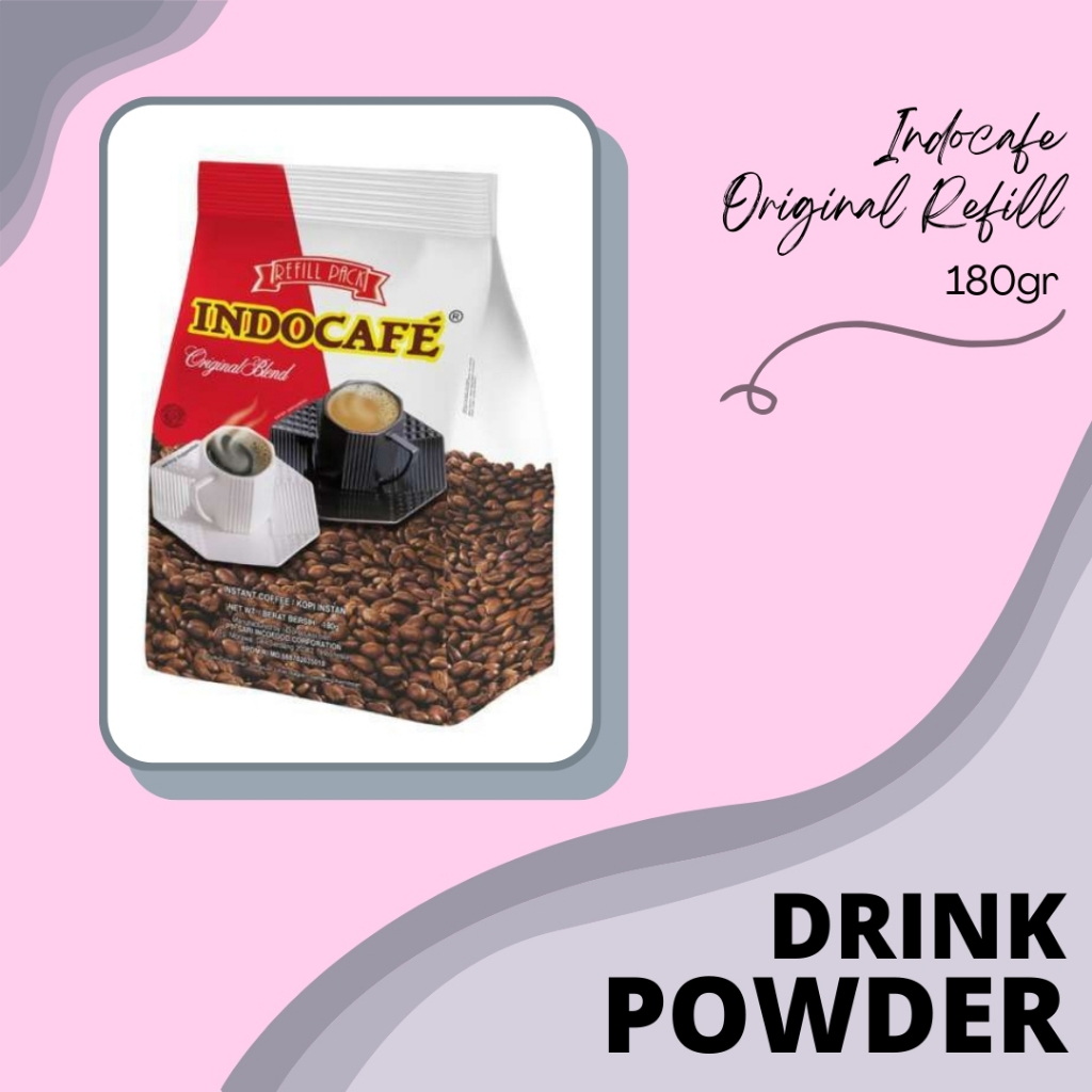 

DRINK POWDER | BUBUK MINUMAN | SERBUK MINUMAN | KOPI INSTANT | REFILL PACK INDOCAFE ORIGINAL BLEND | INDOCAFE ORIGINAL REFILL 180GR