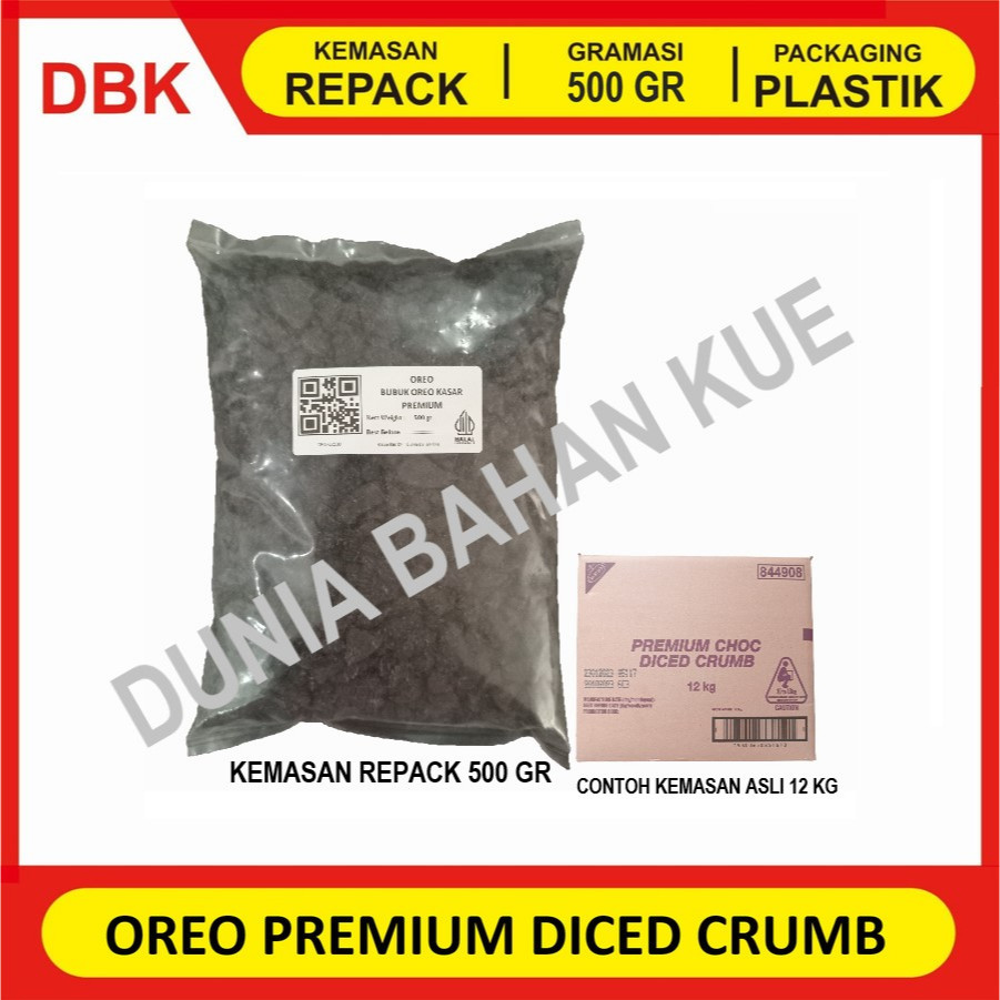 

OREO PREMIUM CHOCOLATE DICE CRUMB - REPACK 500 GR / OREO KASAR / OREO BUBUK KASAR