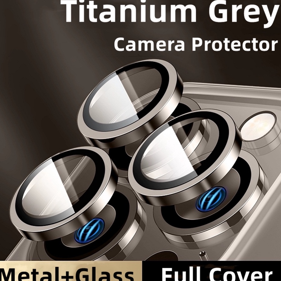 PROMO  Titanium Grey Camera Lens Protector for IPhone 11 12 13 14 15 Pro Max 14 15 Plus Mini Full Co