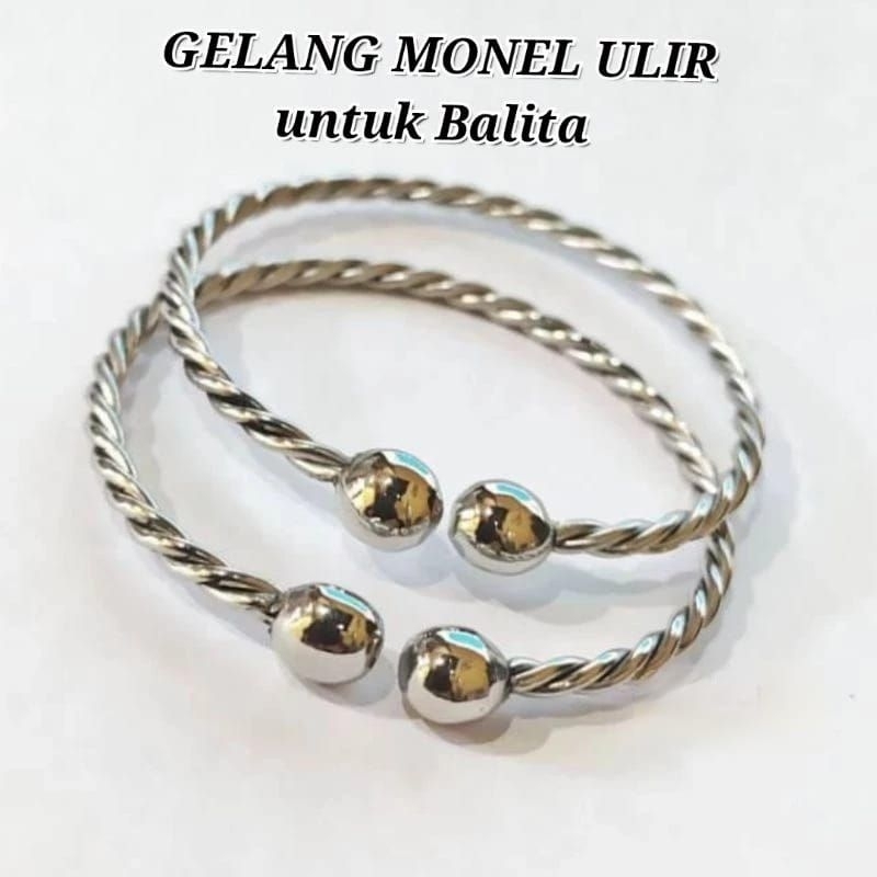 GELANG BAYI MONEL MODEL ULIR / GELANG BAJA PUTIH MONEL / GELANG MONEL BALITA