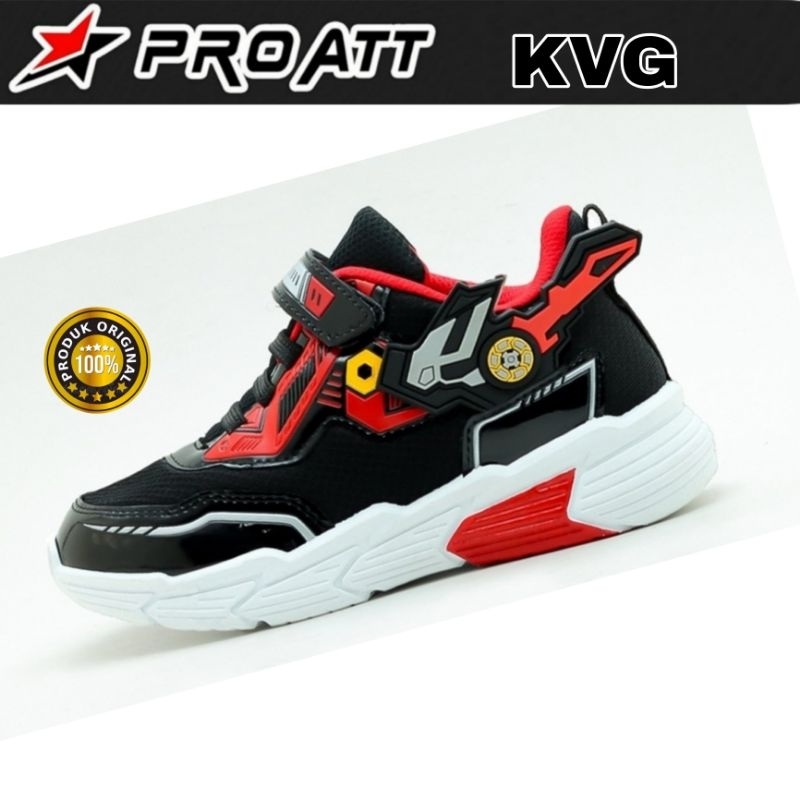 PRO ATT Sepatu Sekolah Anak Laki Cowok Fashion Karet Anti Slip Kretekan Tempel Tanpa Tali Original