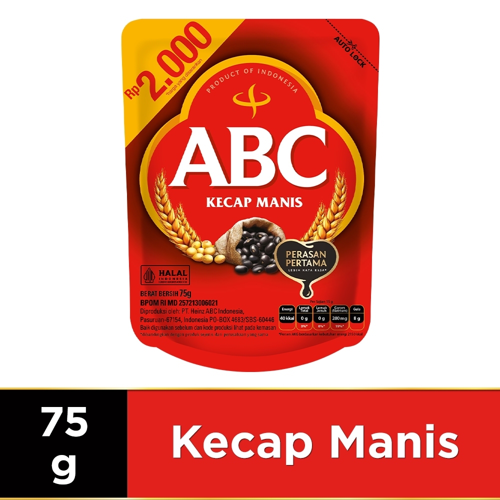 

Kecap Manis ABC Pouch 60 ml Or 75 gr 2000