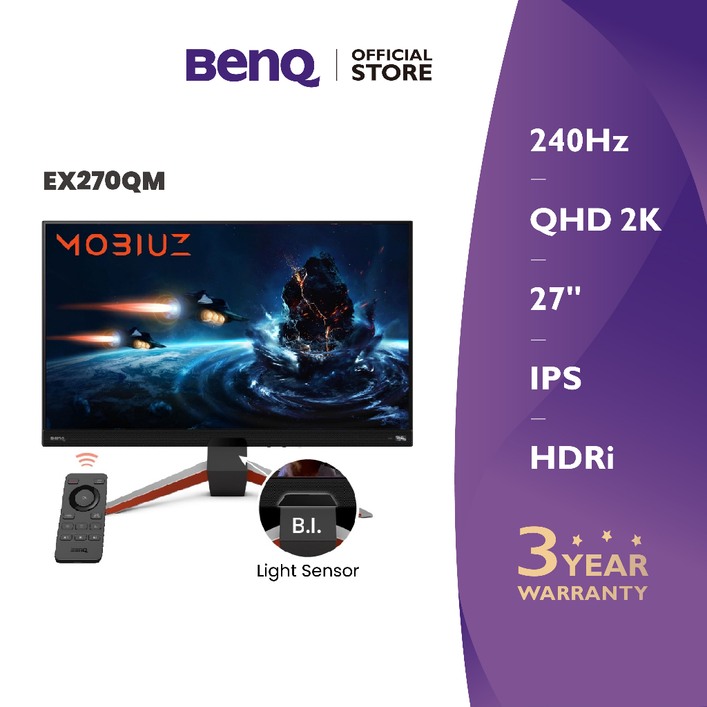 BenQ MOBIUZ EX270QM 27" QHD Gaming Monitor - 1ms, 240Hz