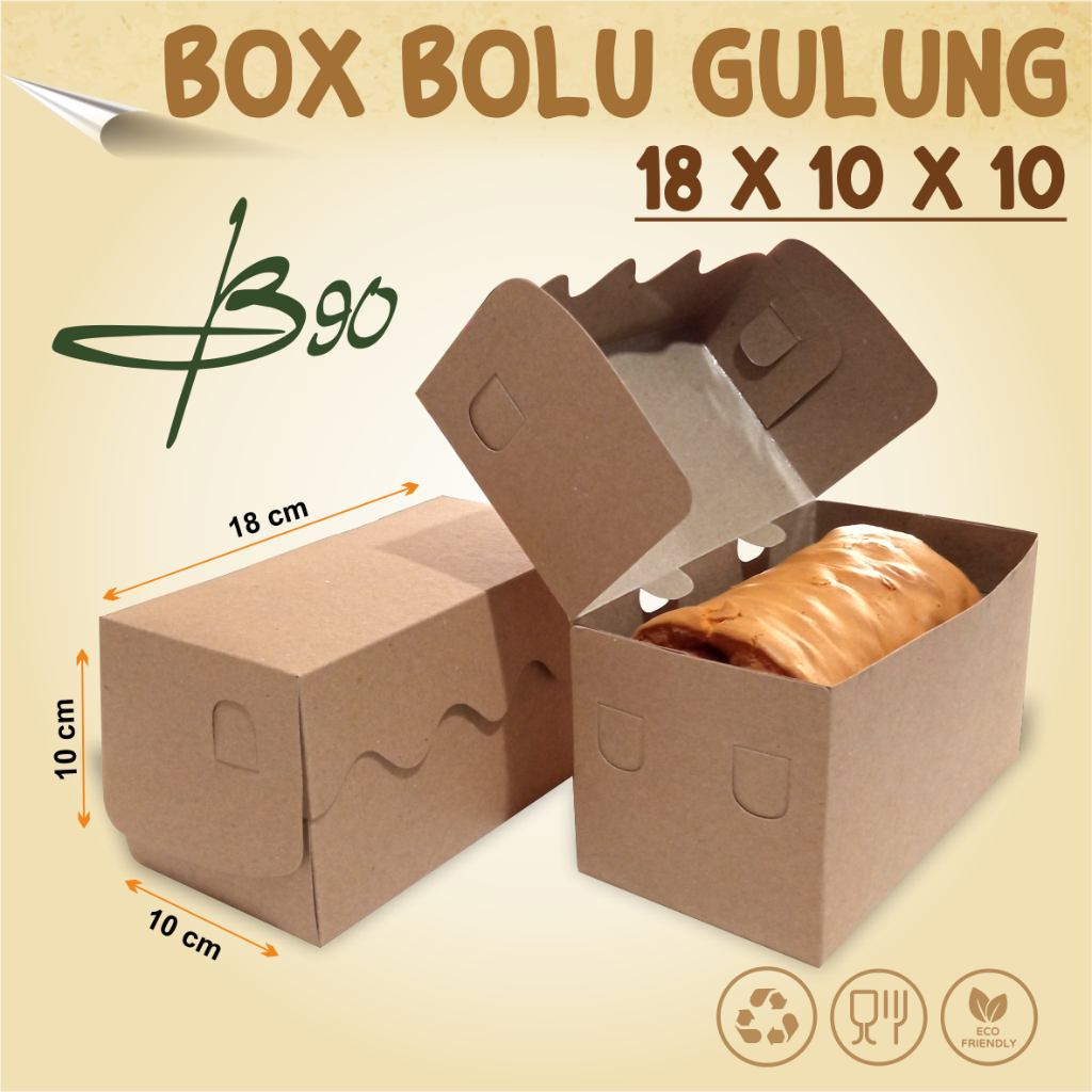 Dus Box Brownies Bolu Gulung Kraft Polos uk (18x10x10) / Dus Bolu Gulung / Dus Roti Bakar / Dus Brow