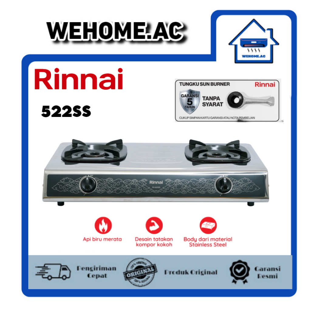 Kompor Rinnai 2 Tungku Rinnai 522SS Kompor Dua Tungku