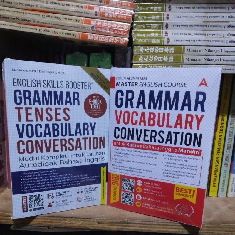 Paket buku GRAMMAR TENSES VOCABULARY CONVERSATION dan GRAMMAR VOCABULARY CONVERSATION