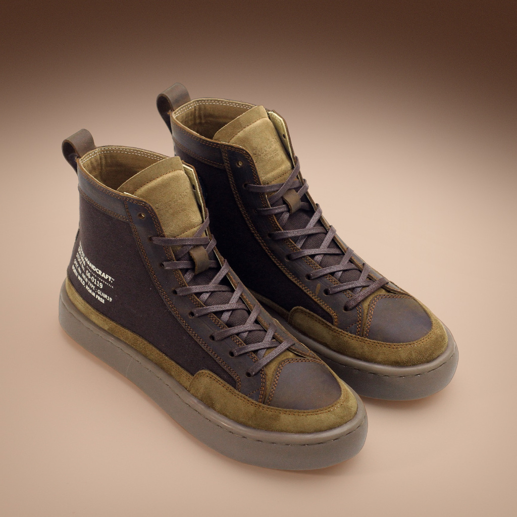 Sepatu Sneakers Kulit Pria Exodos57 - GLNR19 Dark Brown Tan