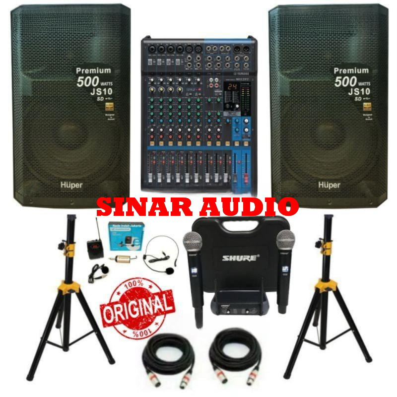 Paket Sound system Huper  js10 js 10 15 inch 500watt + Mixer Yamaha 12 channel