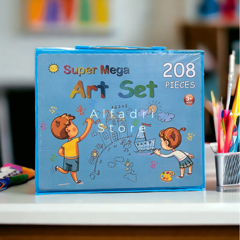 

Paket lengkap Mewarnai & Melukis Super Art set 208pcs | Pensil warna | Cryon | Cat Air | Spidol Warna Super Mega Art Set 208pcs