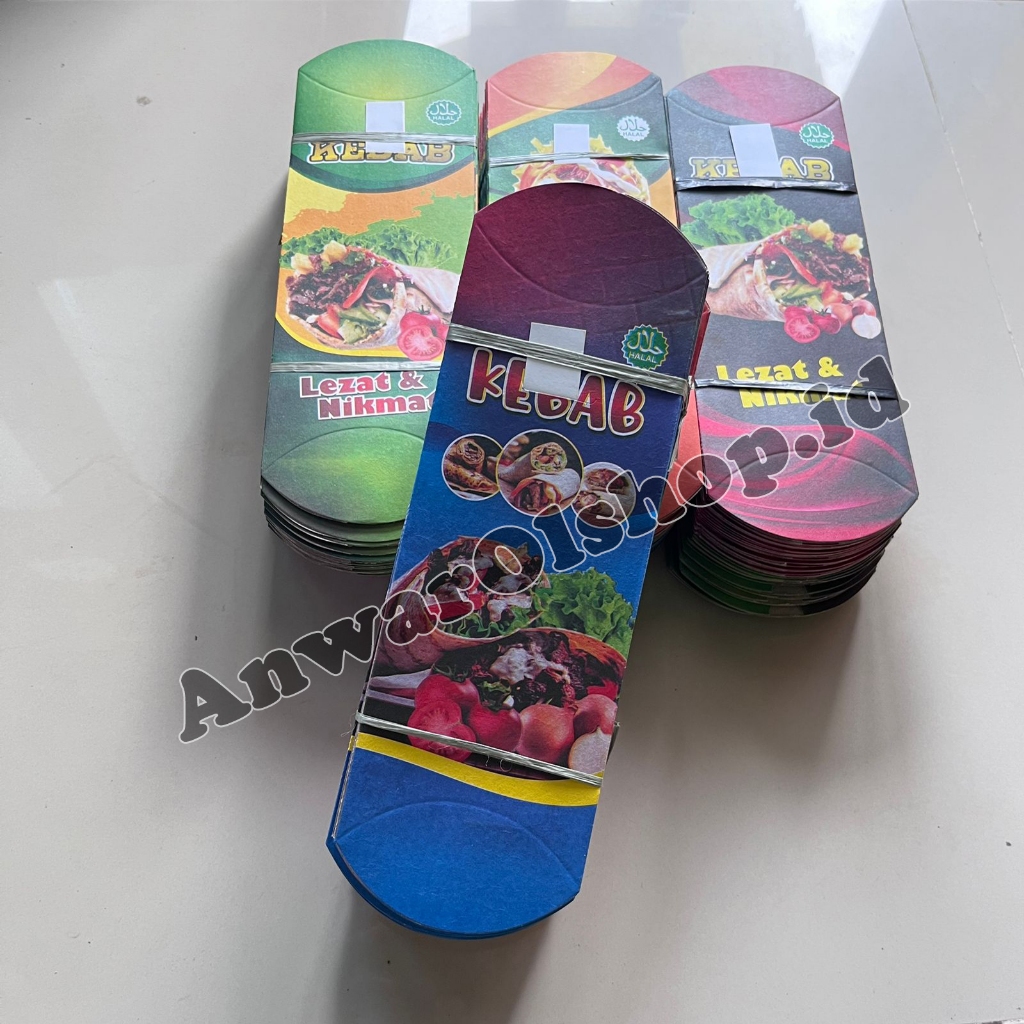 

Box Kebab Ukuran 24 x 9 cm Motif warna dengan tarikan // Wadah Kebab // Kemasan Kebab Terbaru isi 100 pcs