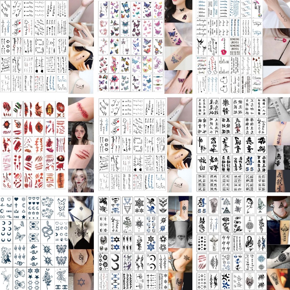 77 MALL Paket Grosir Termurah 42 Pcs Tato Aesthetic Lucu Berwarna  Tatto Temporer motif kecil anak T