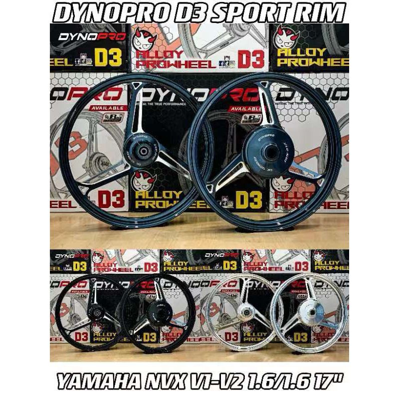 DYNOPRO CNC SPORT RIM D3 /VELG DYNOPRO PALANG 3 CNC UNTUK AEROX V1 & V2 SIZE 160/160-17 DIJAMIN ORIG