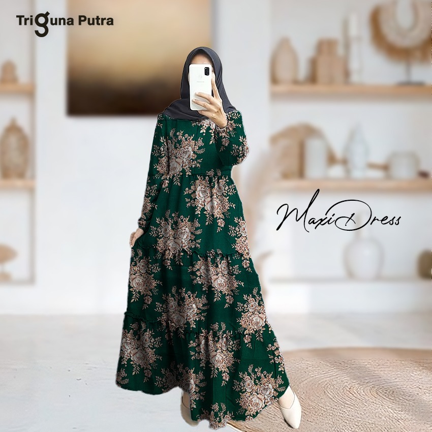 Baju gamis azura gamis wanita dewasa gamis susun motif bunga gamis rempel 3 susun TERMURAH