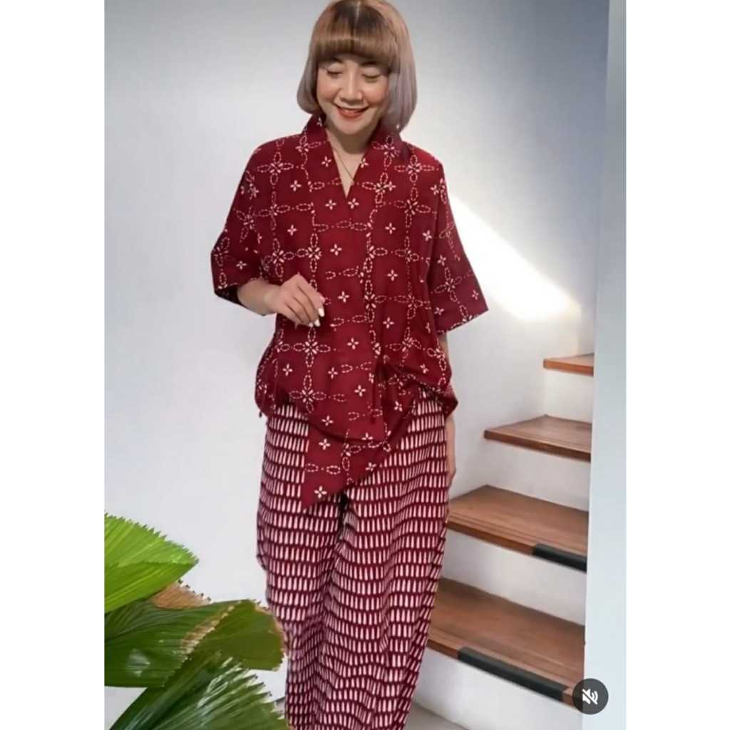 Sett BLOUSE V & CELANA KULOT KANCING by BD_cirebon