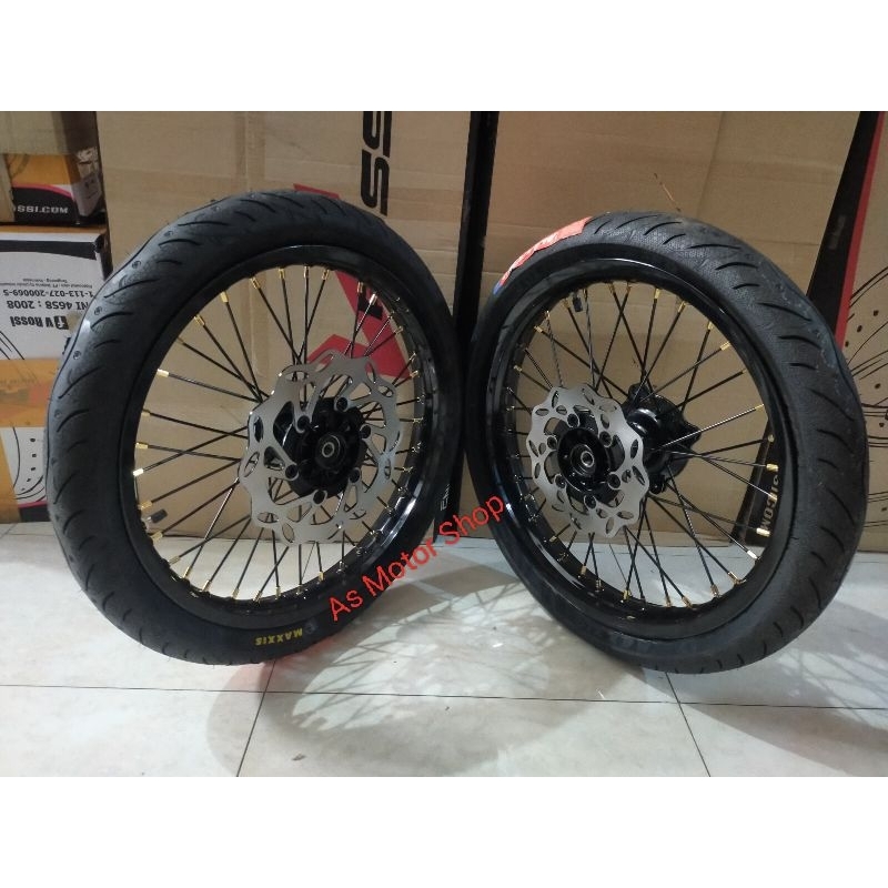 VELG SET ROSSI 185 185 RING 17 TROMOL SET KLX150  PLUS BAN MAXXIS FREE CAKRAM DEPAN BELAKANG