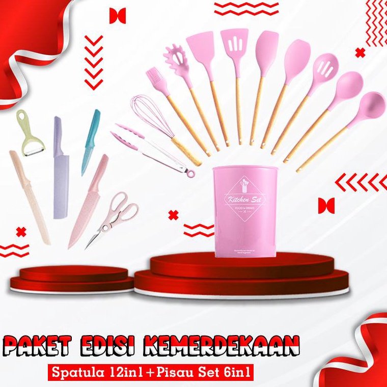 Terbaru SS Paket Combo Merdeka Sale Spatula 12in1Pisau set 6in1