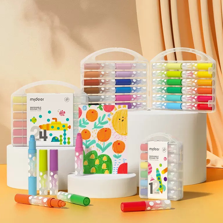 

KODE C1G7 Mideer Washable Watercolor Round Tip Marker Baby Spidol Warna Water Color Cat Air Based Safe Anak Bayi Balita Usia Umut 2 3 4 5 6 Tahun