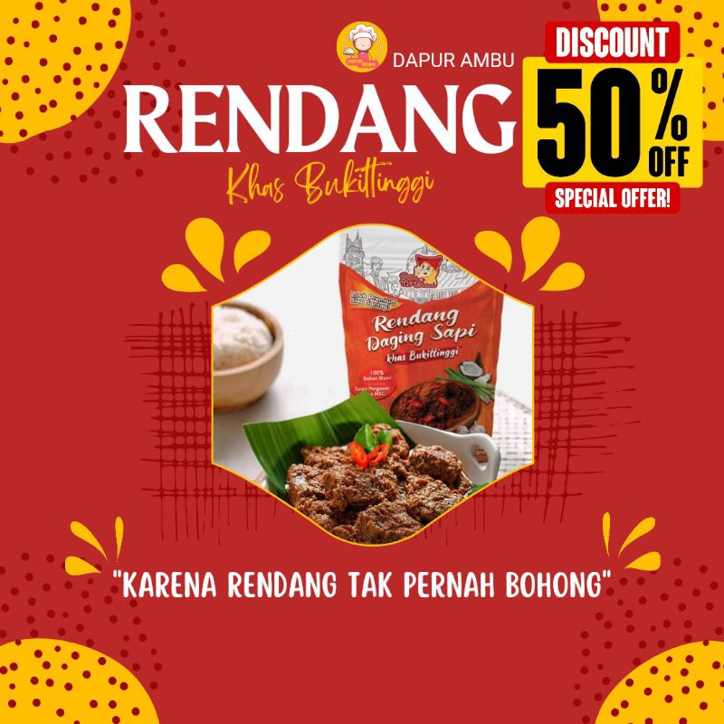 

[Dapur Ambu 200gr] Rendang Padang Asli Khas minang Dapur Ambu | Rendang Daging 200gr (Mini Size) | Rendang Daging Sapi 200 gram| Rendang PADANG 200gr - PREMIUM 100% HALAL | RENDANG DAGING SAPI | Rendang daing sapi Khas Bukittinggi | Rendang Daging Sapi