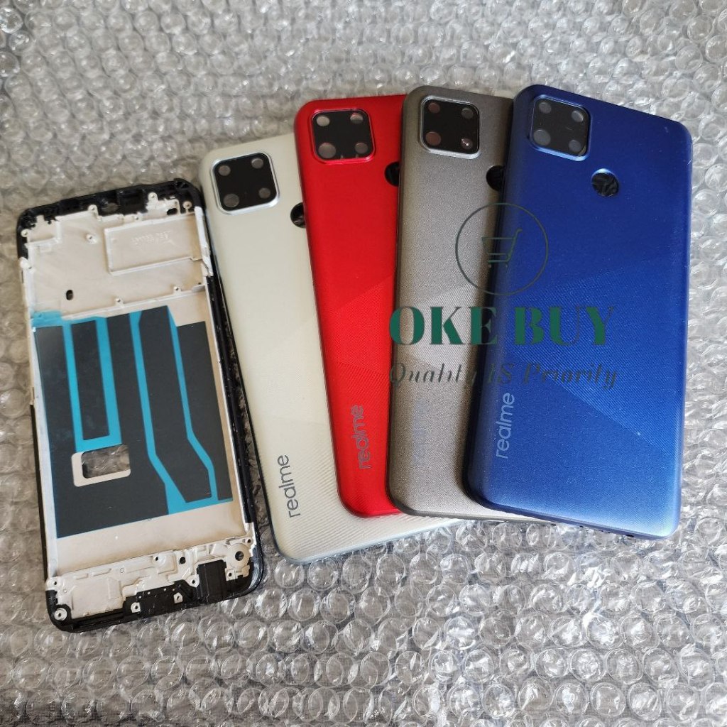Backdoor Casing Housing Realme C12 RMX2189 Bekdor Kesing Tutup Belakang + Frame Lcd Tombol Volume