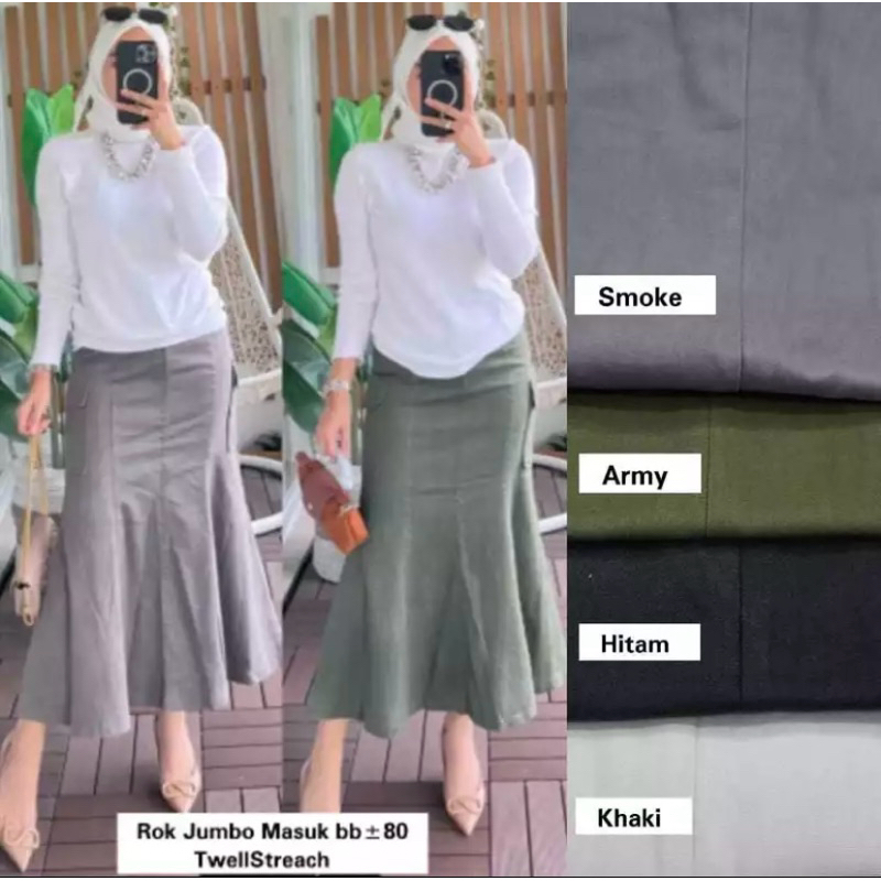 Rok duyung kanvas twill Wanita Rok duyung kekinian 2024