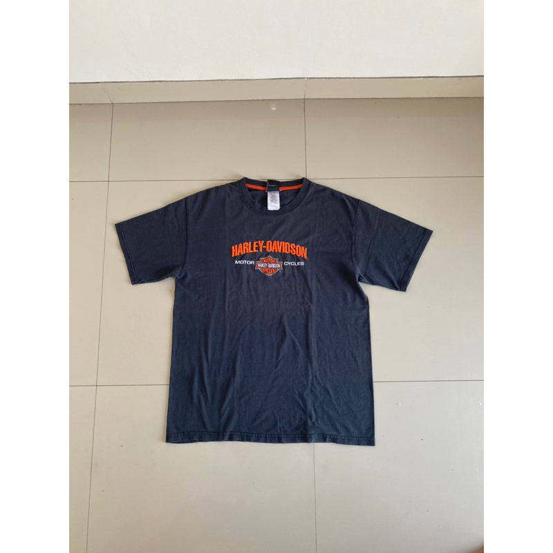 original second baju kaos harley d stone wash t shirt