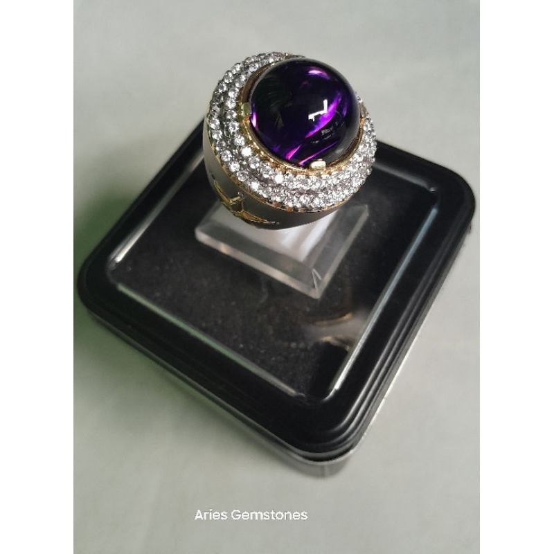 Batu permata bungur tanjung bintang Lampung kualitas kontes ring perak handmade mewah