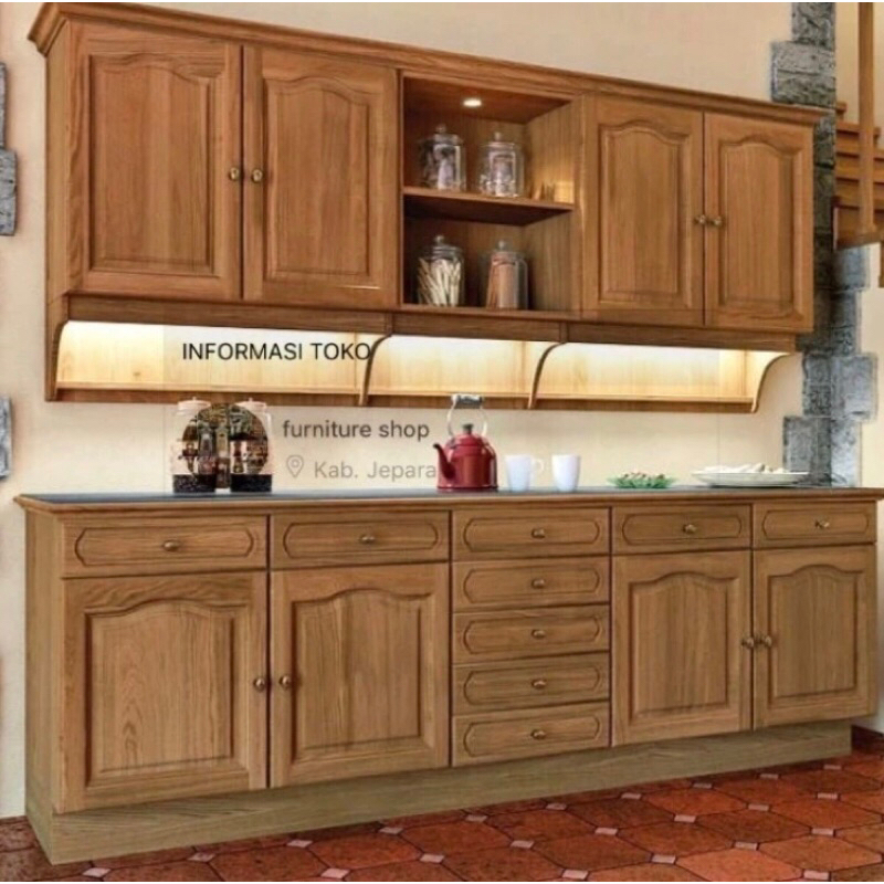kitchen set lemari dapur kayu jati asli