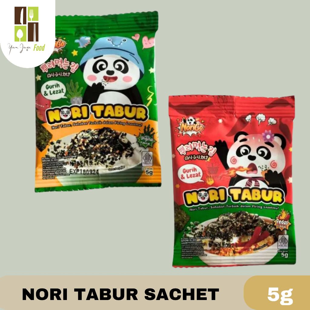 

Nori Tabur Rumput Laut Kering / Taburan Rumput Laut Panggang Original / Pedas Sachet 5g 1 PCS