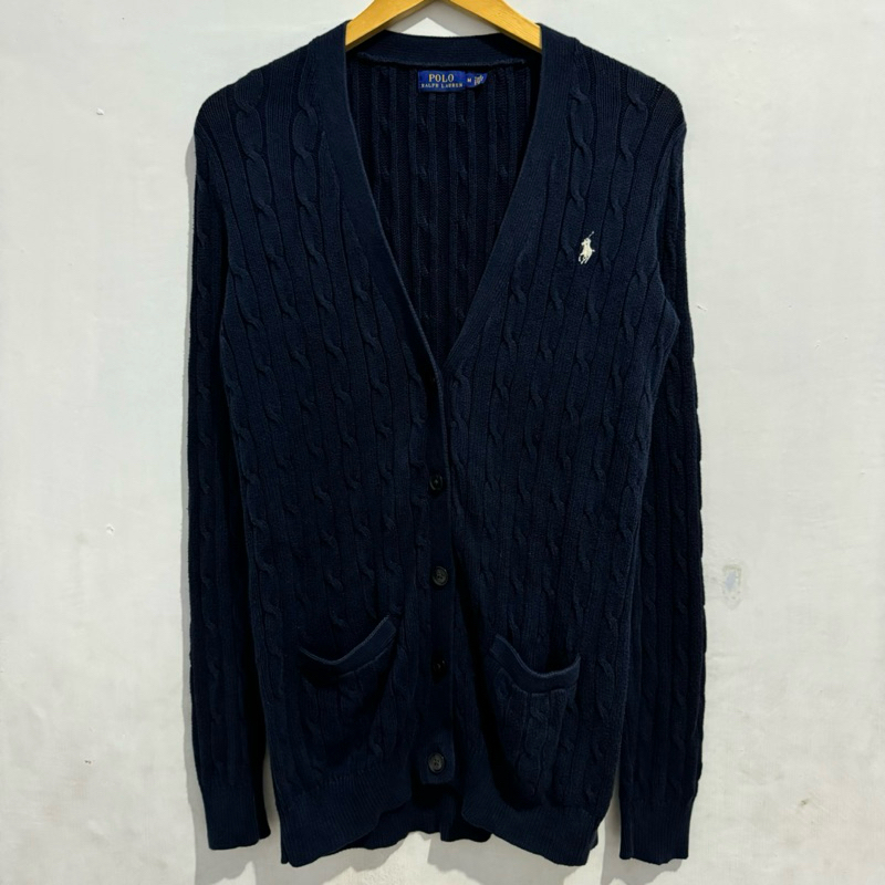 Polo Ralph Lauren Cardigan Cable Kepang Navy Preloved