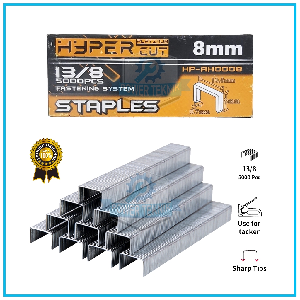

Isi Staples Manual / Refill Staples Tembak Guntacker HYPER ORIGINAL 13/8mm ( 8mm ) 5000pcs