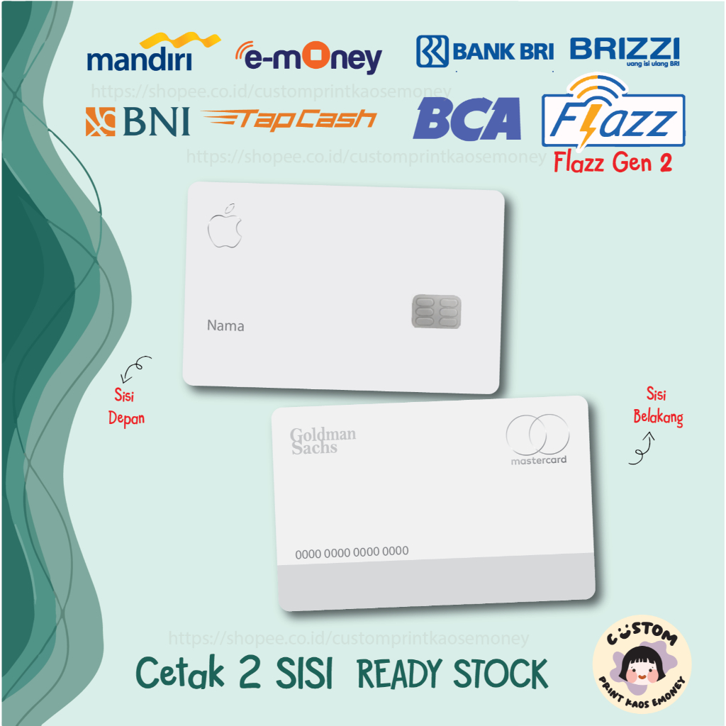 KARTU E MONEY E TOLL KREDIT CARD WHITE APPLE CARD PUTIH MANDIRI TAPCASH BRIZZI FLAZZ GEN 2 - 2 SISI