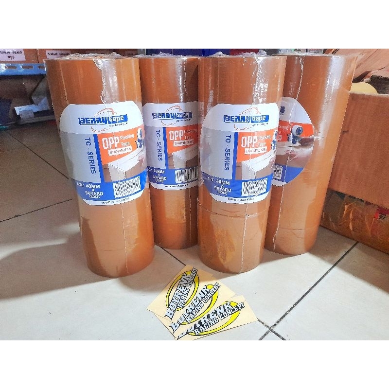

1SLOP LAKBAN/ISOLASI SELOTIP COKLAT/BENING 90YARD X 48MM X 45MC BERRY TAPE- BOYRENK RACING