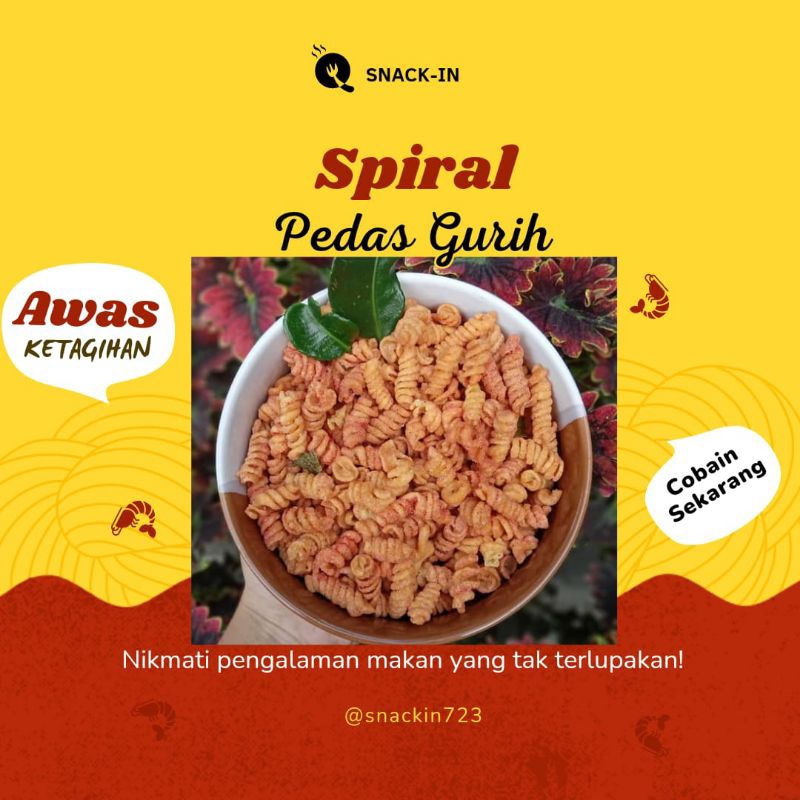 

(SNACK VIRAL) SPIRAL PEDAS GURIH DAUN JERUK 500 GRAM