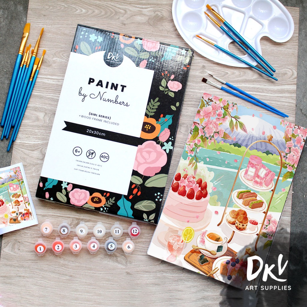 

Paint By Number 20x30cm Girl Series DIY Painting Kit Mewarnai Lukisan with Wooden Frame Numbers
