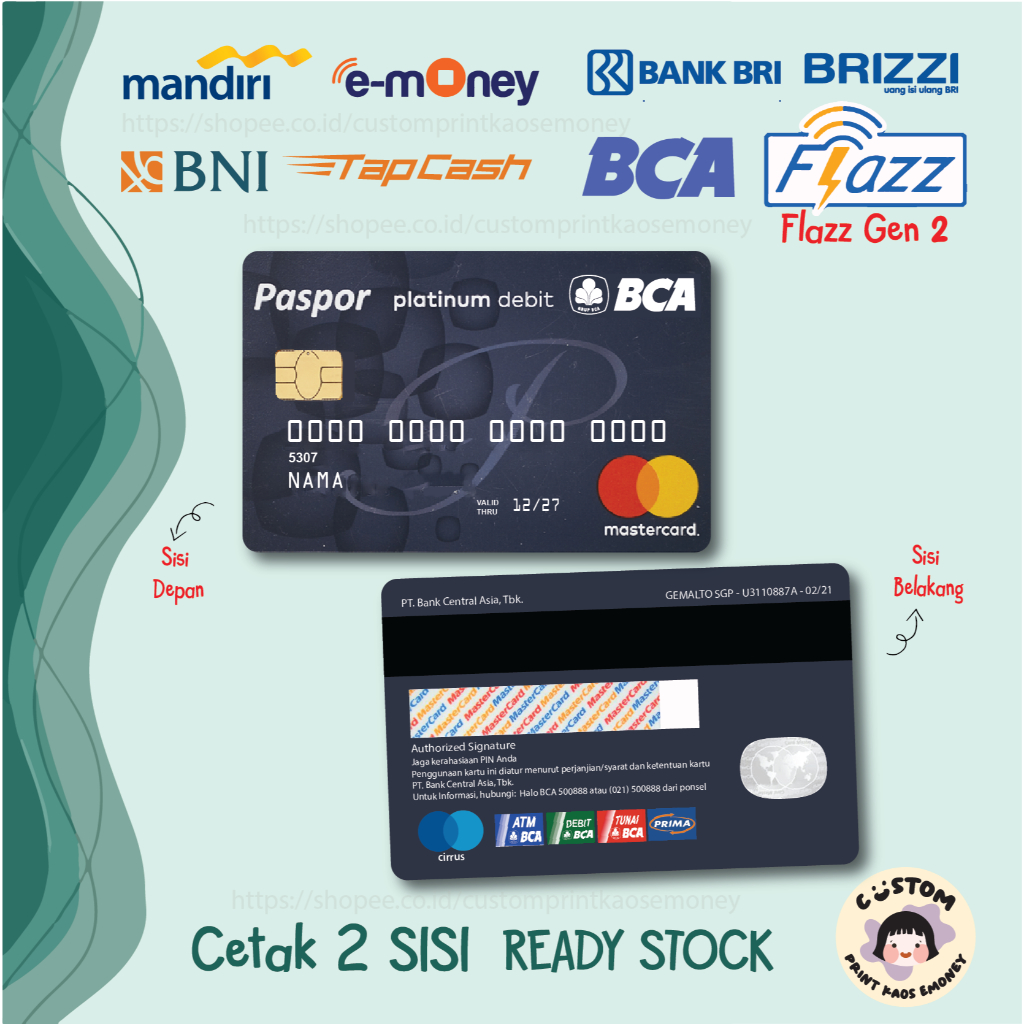 KARTU E MONEY E TOLL KREDIT CARD PASPOR BCA PLATINUM DEBIT MANDIRI TAPCASH BRIZZI FLAZZ GEN 2 2 SISI