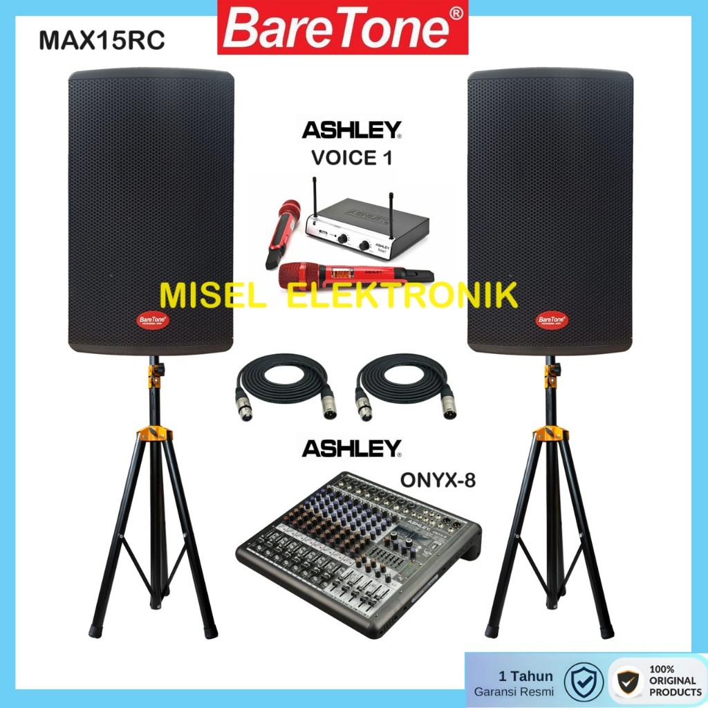 Paket Soundsystem Speaker Aktif 15 inch max15RC Mixer Ashley 8 channel Onyx8