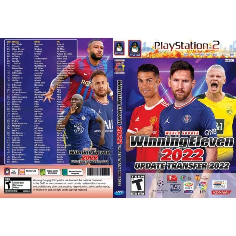 KASET GAME PS2 WINNING ELEVEN 2022 FULL UPDATE TRANSFER PEMAIN TERBARU - KASET PS2 BOLA TERLARIS - K