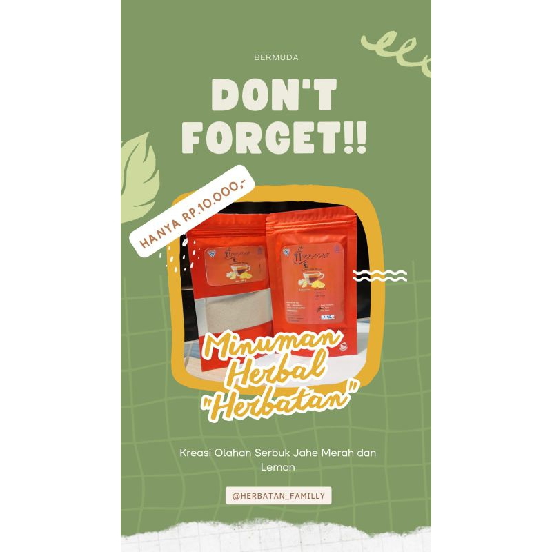 

HERBATAN (Jamera) - Minuman Herbal Serbuk Jahe Merah dan Lemon