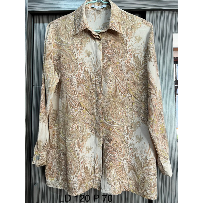 Atasan Hem WAnita Batik Kantor Lengan Panjang PL