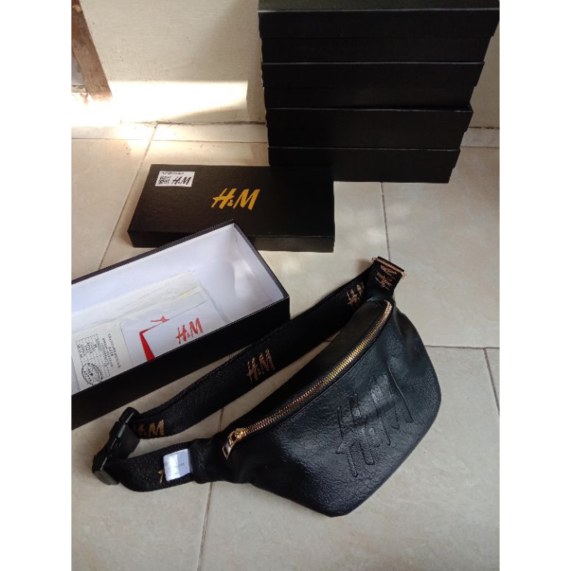 Tas Waistbag Baru Selempang Waistbag Kulit Pria Wanita H&M Free Box Promo