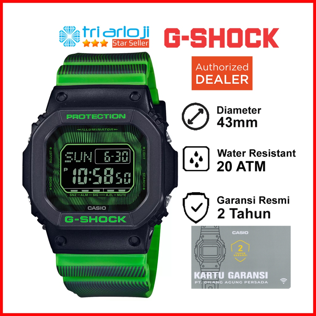 Casio G-SHOCK DW-D5600TD-3DR Jam Tangan Pria Digital GSHOCK DW-D5600TD-3 DWD5600TD DWD5600 Hijau