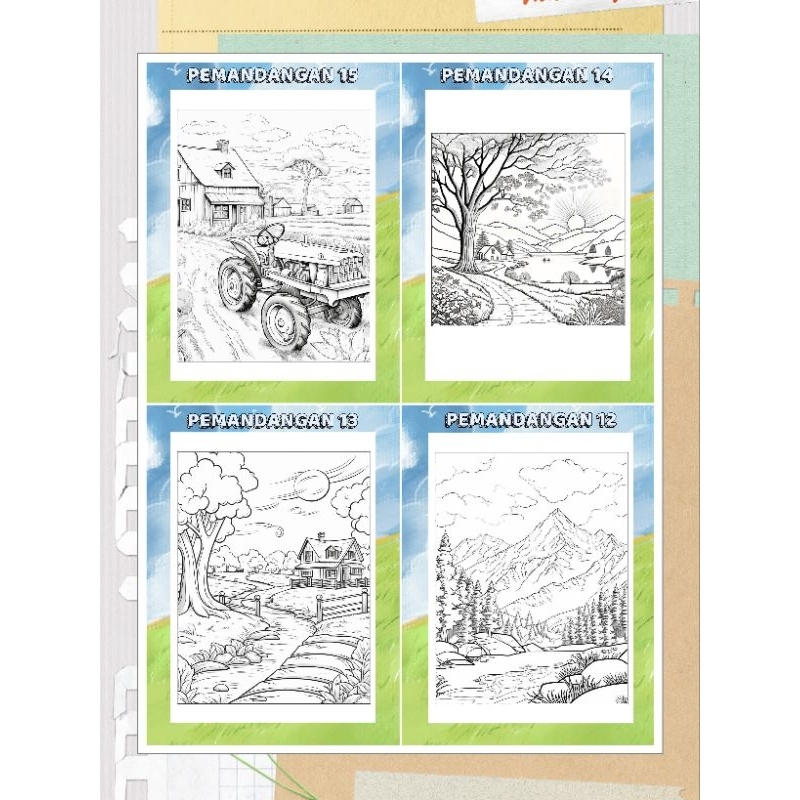 

KERTAS MEWARNAI ANAK PAUD,TK / KERTAS GAMBAR ANAK / COLORING / LOMBA / TRACONG / MEWARNAI MENGIKUTI POLA PEMANDANGAN A4