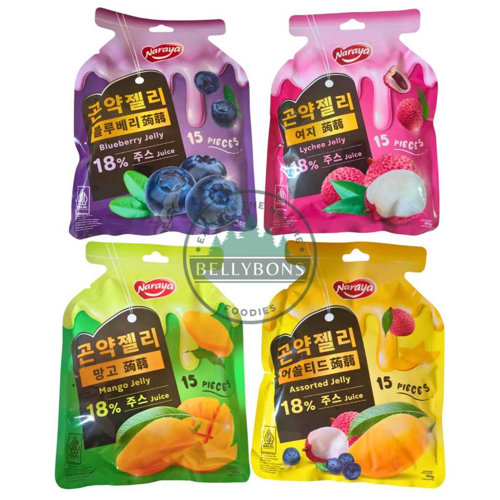 

NARAYA Konjac Jelly Assorted / Mango / Lychee / Blueberry Konnyaku Jelly 300g (20g x 15pcs)