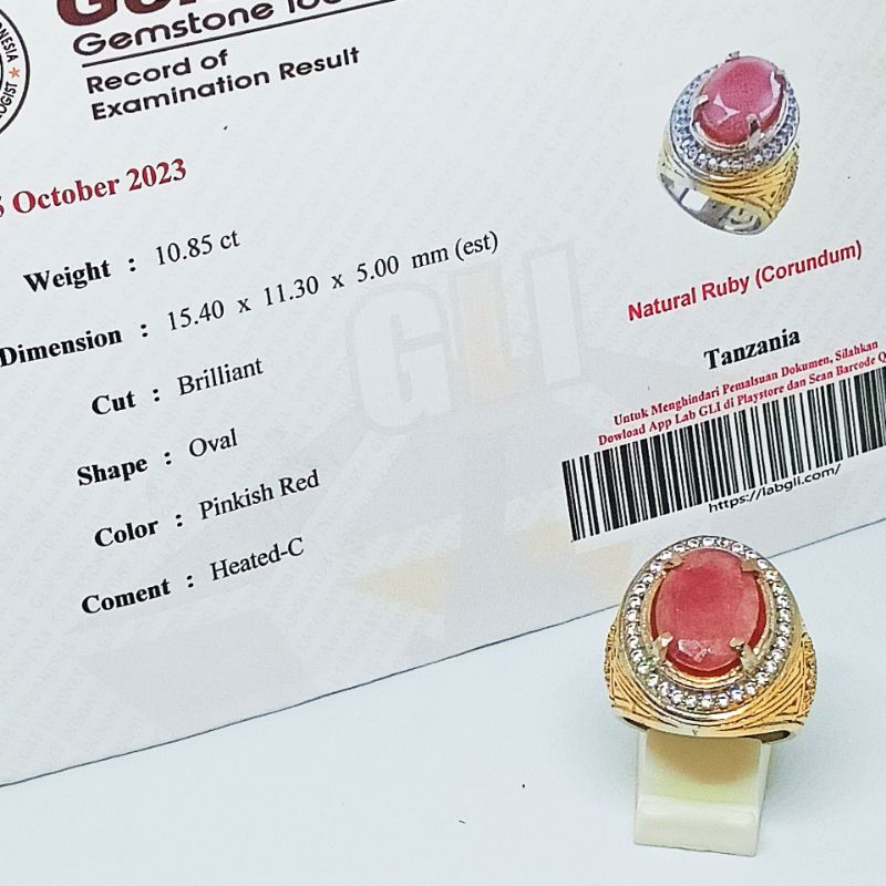 Cincin Natural Ruby (Corrundum) + Memo