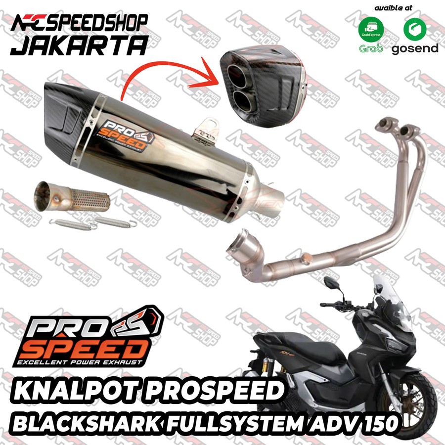 Knalpot Prospeed Shark Black Honda ADV 150 Fullsystem