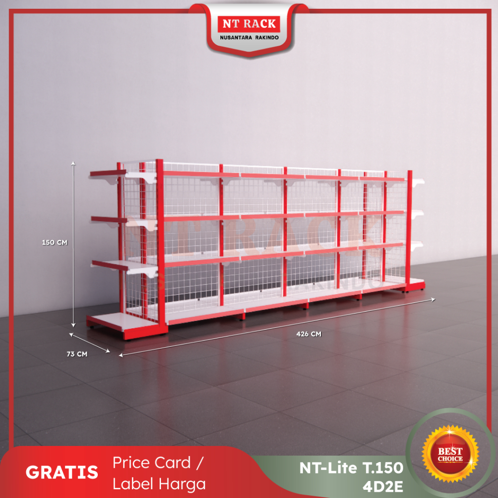 Rak Toko Minimarket Gondola Termurah Double 2 Sisi Tinggi 150 cm (4D2E)