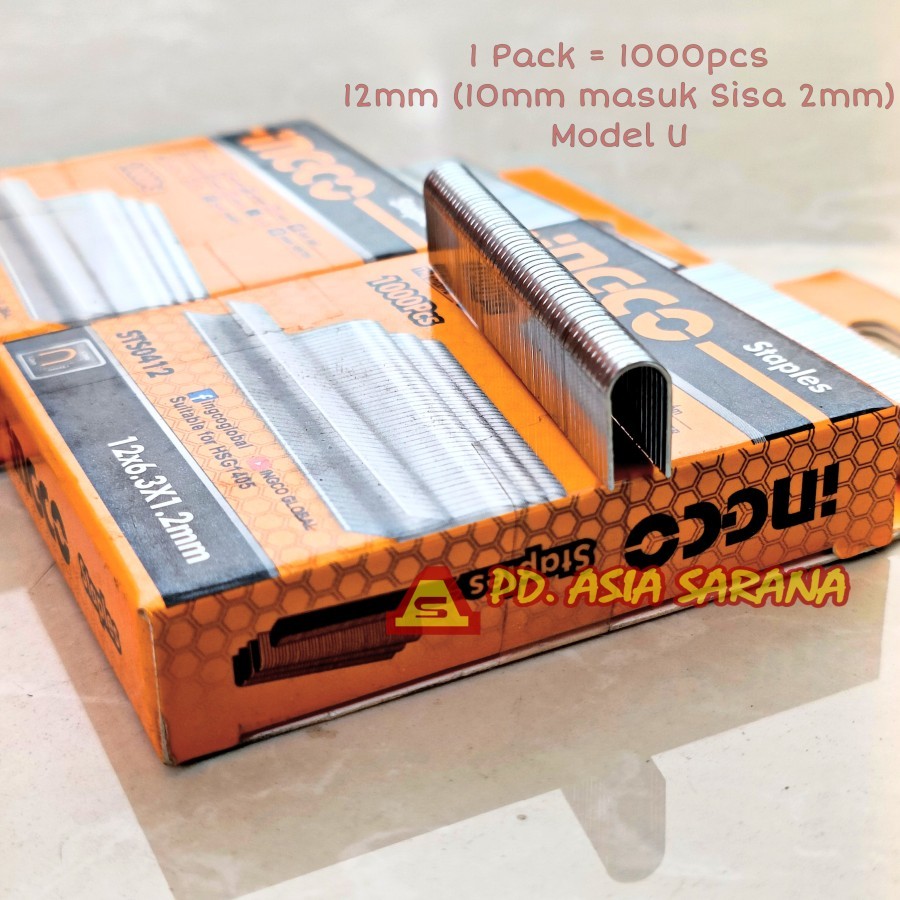 

Refill U Staples 12mm INGCO STS0412 Isi Steples Stapler Tembak